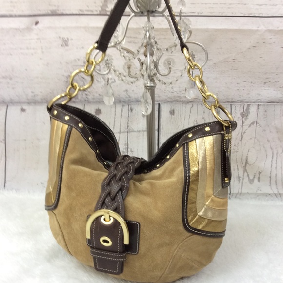 Coach Tan and Gold Women's Bag - Picture 1 of 8
